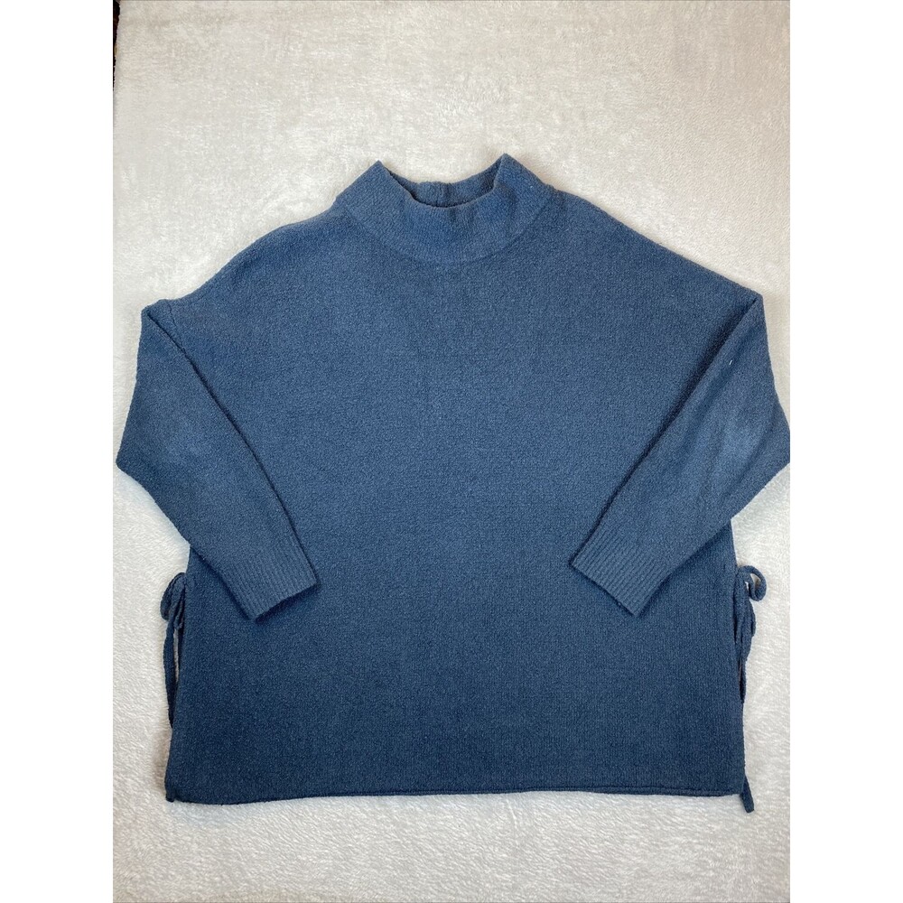 J. Jill Purejill Sweater Women's M/L Teal Mock Neck Side Tie Wool Blend Tunic